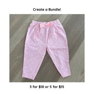 The Childrens Place Girls Pink and White Heart Cotton Knit Pants Size 12M